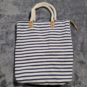 Summer & Rose Striped Canvas Tote Bag